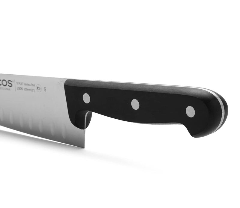 Arcos Chef Knife Granton 8 Inch Stainless Steel. Cooking Knife to Cut and Peel Small Food. Ergonomic Polyoxymethylene Handle and 200mm Blade. Series Universal. Color Black - Image 4